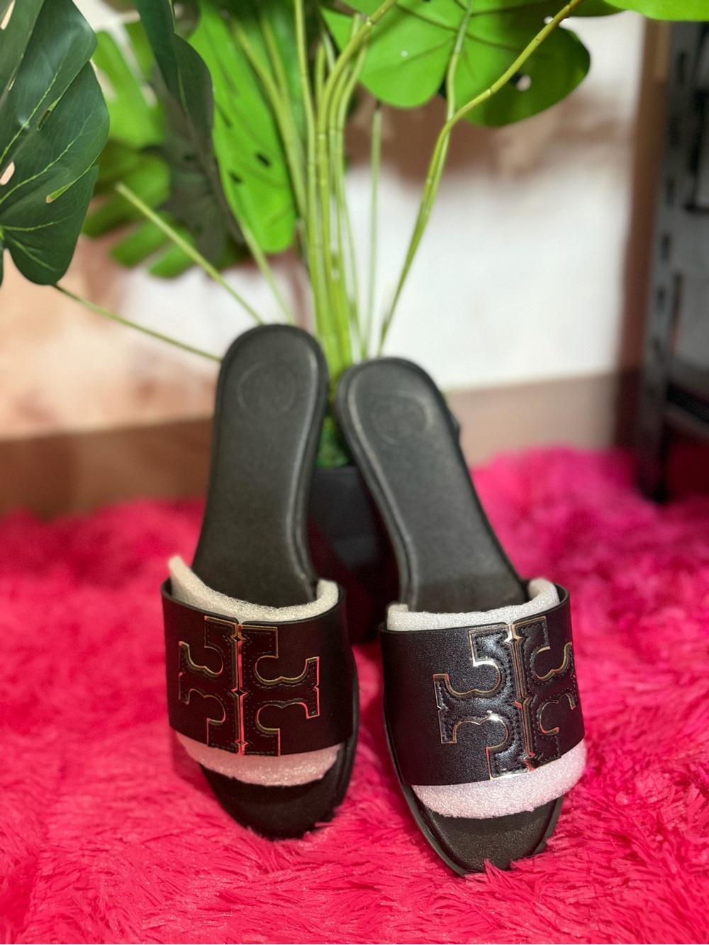 Tory Burch Black Logo Slide Mules